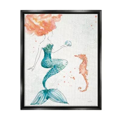 Stupell Home Decor Mermaid and Ocean Seahorse Framed Wall Art