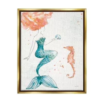 Stupell Home Decor Mermaid and Ocean Seahorse Framed Wall Art