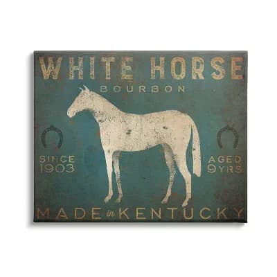 Stupell Home Decor White Horse Bourbon Vintage Canvas Wall Art