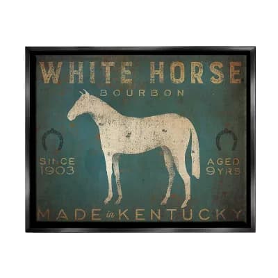 Stupell Home Decor White Horse Bourbon Vintage Metallic Framed Wall Art
