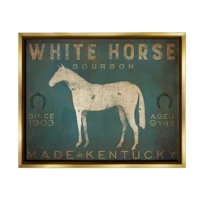 Stupell Home Decor White Horse Bourbon Vintage Metallic Framed Wall Art