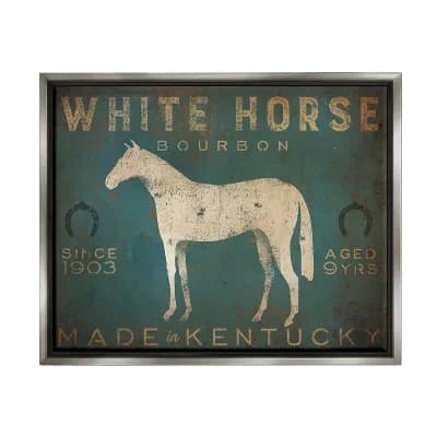 Stupell Home Decor White Horse Bourbon Vintage Metallic Framed Wall Art