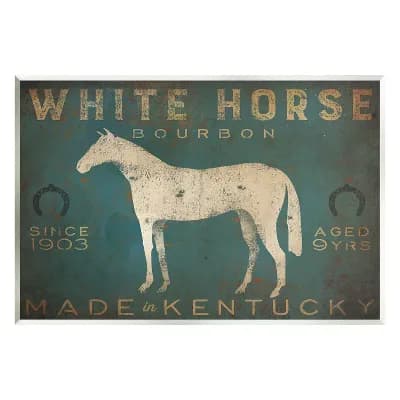 Stupell Home Decor White Horse Bourbon Vintage Wood Printed Wall Art