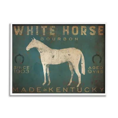 Stupell Home Decor White Horse Bourbon Vintage Framed Wall Art