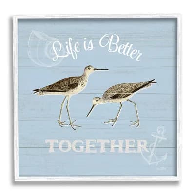 Stupell Home Decor Better Together Coastal Sandpipers Framed Wall Art