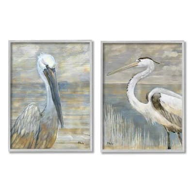 Stupell Home Decor Sea Birds Abstract Beach Framed Wall Art Set