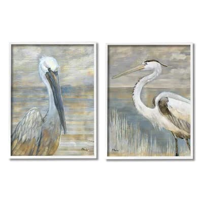 Stupell Home Decor Sea Birds Abstract Beach Framed Wall Art Set