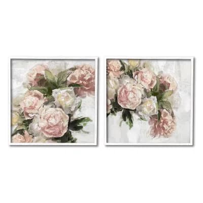 Stupell Home Decor Traditional Peony Blossoms Arrangement Framed Wall Art Set