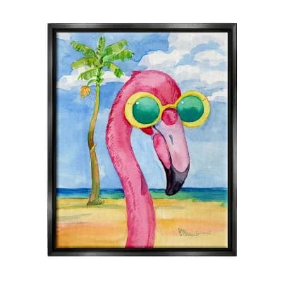 Stupell Home Decor Looking Good Flamingo Tropical Metallic Framed Canvas Wall Art