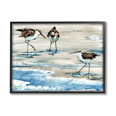 Stupell Home Decor Rockhampton Sandpipers Ocean Waves Wood Framed Wall Art