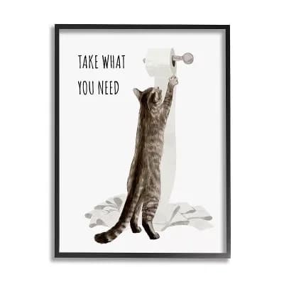 Stupell Home Decor Take What You Need Toilet Paper Cat Framed Wall Art
