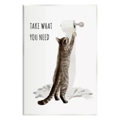 Stupell Home Decor Take What You Need Toilet Paper Cat Framed Wall Art