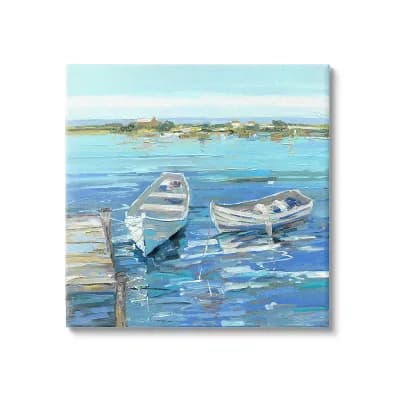 Stupell Home Decor Serene Rowboats Ocean Dock Canvas Wall Art