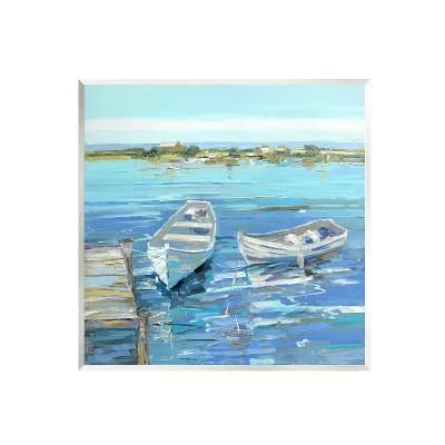 Stupell Home Decor Serene Rowboats Ocean Dock Plaque Wall Art