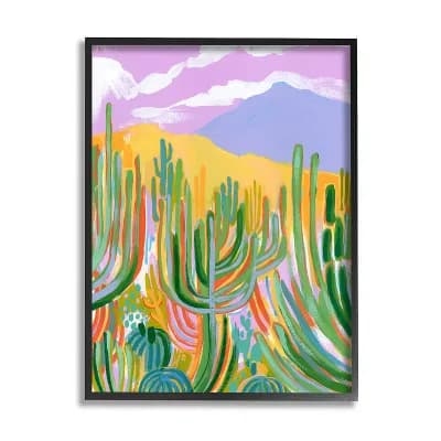 Stupell Home Decor Abstract Cactus Plants Desert Dunes Wall Art - Black Frame