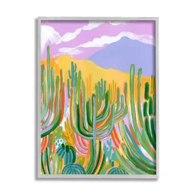 Stupell Home Decor Abstract Cactus Plants Desert Dunes Wall Art - Gray Frame