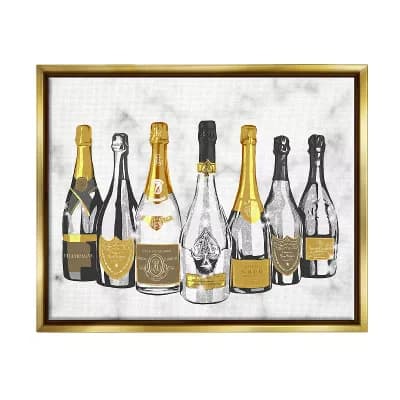 Stupell Home Decor Radiant Glam Twinkle Champagne Bottles Framed Wall Art