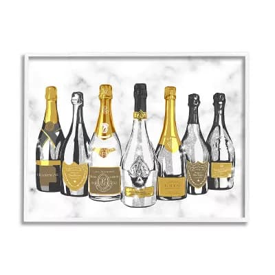 Stupell Home Decor Radiant Glam Twinkle Champagne Bottles Wood Framed Wall Art