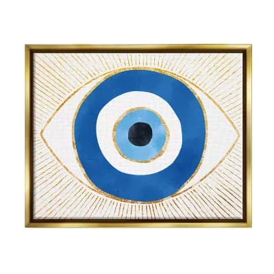Stupell Home Decor Evil Eye Shape Striped Mati Symbol Gold Framed Wall Art