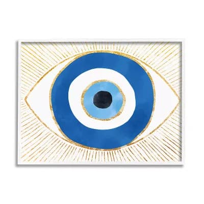 Stupell Home Decor Evil Eye Shape Striped Mati Symbol Framed Wall Art