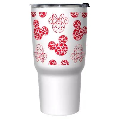 Mickey Mouse And Minnie Heart Print Heads 27-oz. Stainless Steel Travel Mug