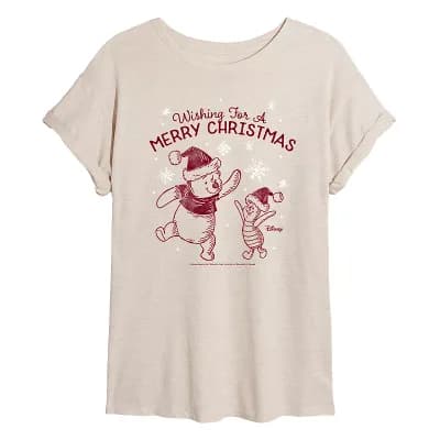 Disney's Winnie The Pooh Women's Merry Christmas Tee