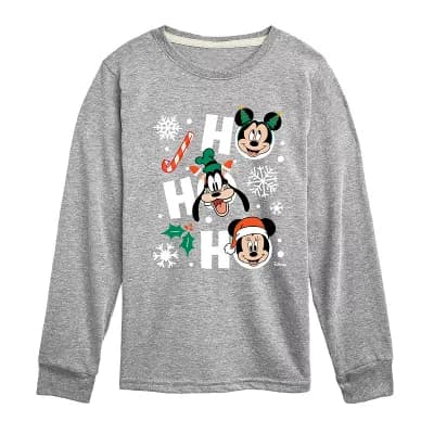 Disney's Mickey Mouse & Friends Boys 8-20 HO HO HO Long Sleeve Graphic Tee