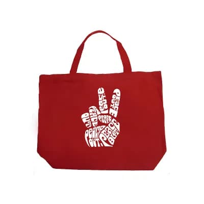 Large Word Art Tote Bag - Peace Out
