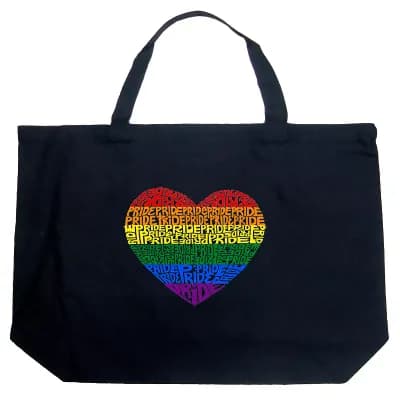 Large Word Art Tote Bag - Pride Heart