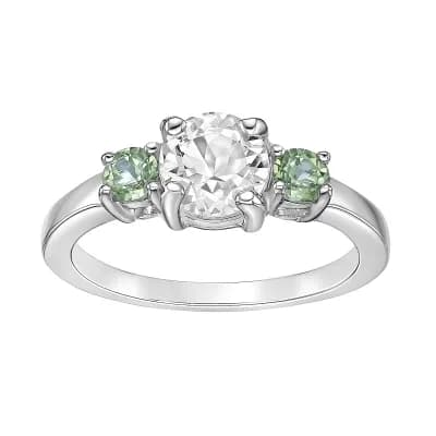 Gemminded Sterling Silver White Topaz & Gemstone Ring