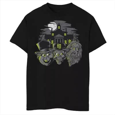 Disney's The Haunted Mansion Boys 6-20 Three Hitchhiking Ghosts Heads Graphic Tee