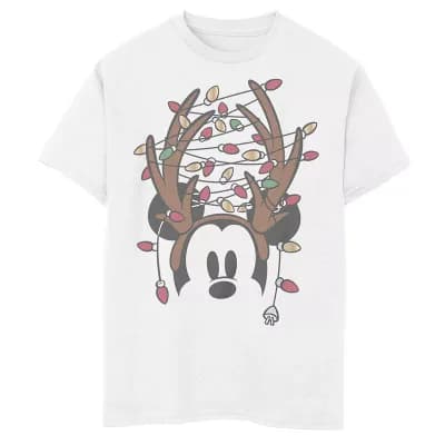 Disney's Mickey Mouse Boys 8-20 Christmas Lights Antlers Graphic Tee