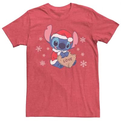 Disney's Lilo & Stitch Men's Santa Cookie Eating Stitch Tee