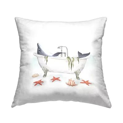 Stupell Home Decor Dolphin Lounging Bathtub Throw Pillow