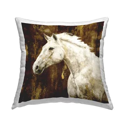 Stupell Home Decor White Stallion Throw Pillow