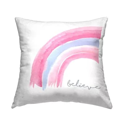 Stupell Home Decor Believe Pastel Rainbow Throw Pillow
