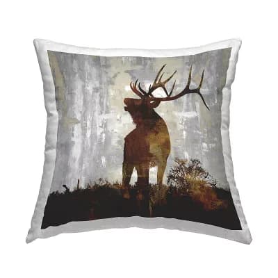 Stupell Home Decor Rustic Brown Buck Throw Pillow