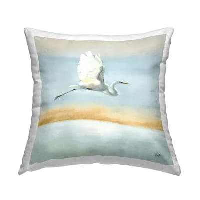 Stupell Home Decor Coastal White Egret Throw Pillow