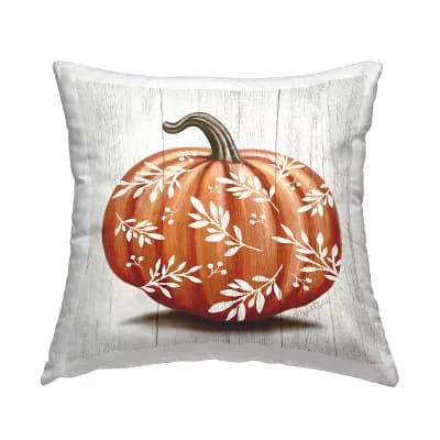 Stupell Home Decor Rustic Botanical Pattern Pumpkin Throw Pillow