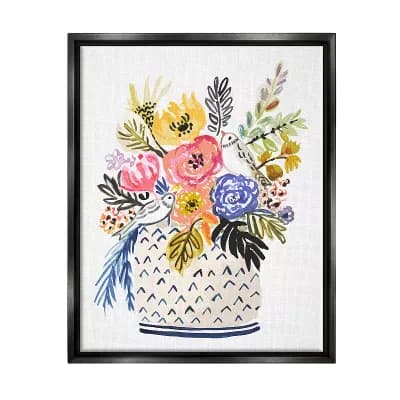 Stupell Home Decor Birds Perched Fun Floral Blossoms Framed Wall Art
