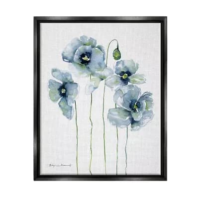 Stupell Home Decor Modern Poppy Blooms Blue Abstract Canvas Wall Art