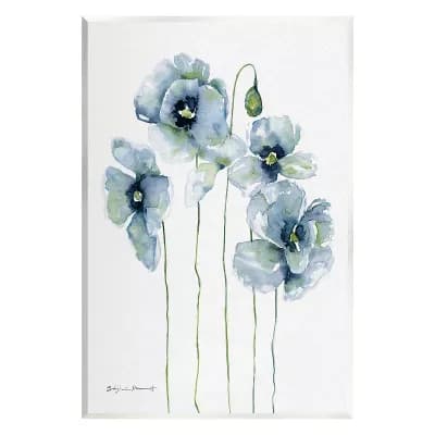Stupell Home Decor Modern Poppy Blooms Blue Abstract Framed Wall Art