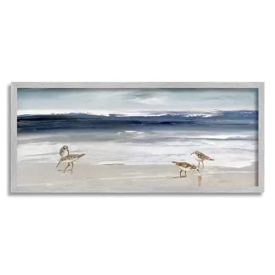 Stupell Home Decor Sandpipers Grazing Sea Shore Framed Wall Art