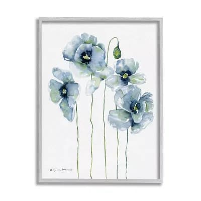 Stupell Home Decor Modern Poppy Blooms Blue Abstract Framed Wall Art