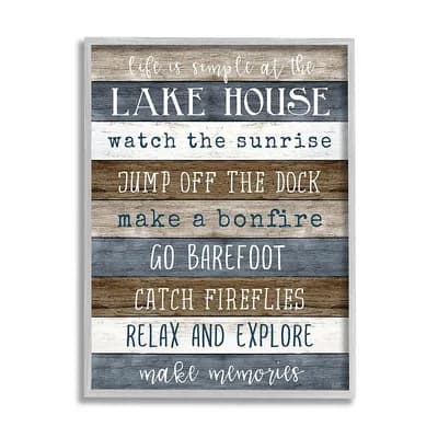 Stupell Home Decor Lake House Distressed Framed Wall Art
