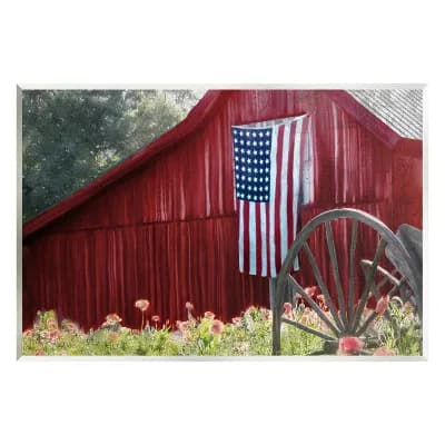Stupell Home Decor Country Farm Flag Meadow Framed Wall Art