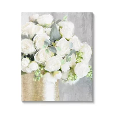 Stupell Home Decor White Rose Bouquet Canvas Wall Art