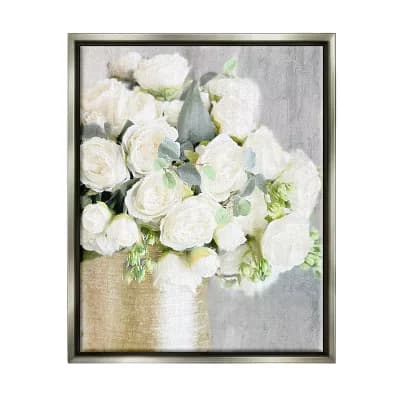 Stupell Home Decor Full White Rose Bouquet Framed Wall Art