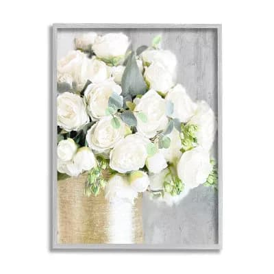 Stupell Home Decor White Roses Bouquet Framed Wall Art