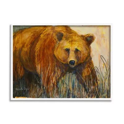 Stupell Home Decor Bear Wildlife Scene White Framed Wall Art